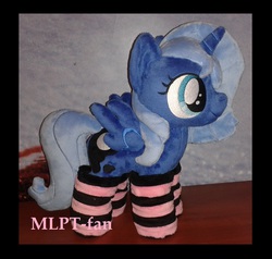 Size: 2080x1984 | Tagged: safe, artist:calusariac, princess luna, g4, clothes, female, filly, irl, photo, plushie, socks, solo, woona