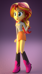 Size: 1080x1920 | Tagged: dead source, safe, artist:creatorofpony, artist:derpie pie, artist:frankier77, sunset shimmer, equestria girls, g4, 3d, blender, boob window, boots, cleavage, clothes, downloadable, female, keyhole turtleneck, open-chest sweater, shoes, skirt, solo, sweater, turtleneck