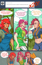Size: 780x1200 | Tagged: safe, artist:swain, apple bloom, scootaloo, sweetie belle, human, g4, ask-humans-from-equestria, belly button, fallout, horn, horned humanization, humanized, midriff, mohawk, winged humanization