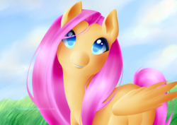 Size: 900x636 | Tagged: safe, artist:nephiam, fluttershy, g4, female, looking at you, solo