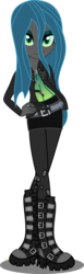 Size: 1191x3850 | Tagged: dead source, safe, artist:xebck, queen chrysalis, changeling, changeling queen, equestria girls, g4, boots, cute, cutealis, equestria girls-ified, female, ripped pantyhose, simple background, solo, transparent background, vector, younger