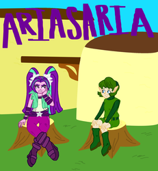 Size: 1700x1836 | Tagged: safe, artist:oneovertwo, aria blaze, equestria girls, g4, my little pony equestria girls: rainbow rocks, saria, the legend of zelda