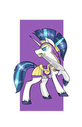 Size: 3300x5100 | Tagged: safe, artist:lokis-doodles, shining armor, g4, male, mouth hold, raised hoof, solo, sword