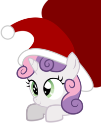 Size: 7696x9420 | Tagged: safe, artist:ex-machinart, sweetie belle, pony, unicorn, g4, absurd resolution, christmas stocking, female, filly, foal, hat, horn, santa hat, simple background, solo, transparent background, vector