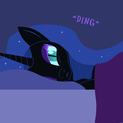 Size: 1000x1000 | Tagged: safe, artist:azurek, nightmare moon, ask princess moon, g4, bed, female, solo, tumblr