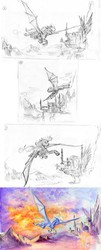 Size: 700x1730 | Tagged: safe, artist:baron engel, oc, oc only, bat pony, pony, fallout equestria, commission, pencil drawing, study, thumbnails, traditional art