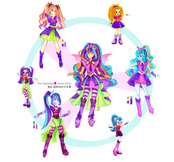 Size: 1500x1400 | Tagged: safe, artist:s0901, adagio dazzle, aria blaze, sonata dusk, oc, unnamed oc, equestria girls, g4, my little pony equestria girls: rainbow rocks, disguise, disguised siren, female, fusion, fusion diagram, fusion:adagio dazzle, fusion:adaria, fusion:aria blaze, fusion:arisona, fusion:arisonagio, fusion:sonagio, fusion:sonata dusk, hexafusion, pigtails, ponytail, sleeveless, the dazzlings, this isn't even my final form