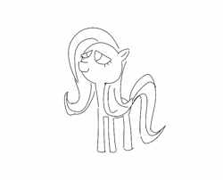 Size: 720x582 | Tagged: safe, fluttershy, pegasus, pony, g4, black and white, doodle, female, grayscale, lineart, missing limb, monochrome, simple background, solo, white background