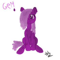 Size: 800x800 | Tagged: safe, artist:teb, oc, oc only, oc:gem, goo pony, original species, cute, jelly, melting, purple, scared, slime, solo