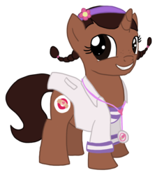 Size: 906x1005 | Tagged: safe, artist:qemma, pony, unicorn, color, crossover, cute, doc mcstuffins, ponified, smiling, solo