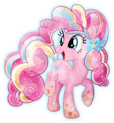 Size: 3500x3791 | Tagged: safe, artist:theshadowstone, pinkie pie, g4, crystallized, cute, female, high res, rainbow power, simple background, solo, transparent background