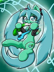 Size: 1200x1600 | Tagged: safe, artist:harthric, pony, hatsune miku, herbivore, leek, ponified, solo, vocaloid