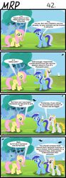 Size: 800x2153 | Tagged: safe, artist:umneem, angel bunny, fluttershy, minuette, oc, oc:dispersion, crow, pegasus, pony, rabbit, unicorn, comic:my rational pony, g4, 4koma, comic, illness