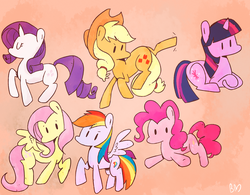 Size: 1280x1000 | Tagged: safe, artist:gmrqor, applejack, fluttershy, pinkie pie, rainbow dash, rarity, twilight sparkle, g4, mane six