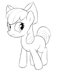 Size: 570x678 | Tagged: safe, artist:kas92, apple bloom, g4, female, grayscale, lineart, monochrome, solo