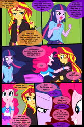 Size: 900x1360 | Tagged: safe, artist:jacky-bunny, pinkie pie, sunset shimmer, twilight sparkle, equestria girls, g4, comic, magic of the sirens, pinkie logic, reference, twilight sparkle (alicorn)