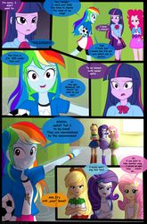 Size: 900x1360 | Tagged: safe, artist:jacky-bunny, applejack, fluttershy, pinkie pie, rainbow dash, rarity, twilight sparkle, equestria girls, g4, my little pony equestria girls: rainbow rocks, comic, magic of the sirens, mane six, rainbow douche, twilight sparkle (alicorn)