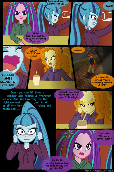 784180 - safe, artist:jacky-bunny, adagio dazzle, aria blaze, sonata dusk,  sunset shimmer, equestria girls, rainbow rocks, comic, magic of the sirens,  panic, the dazzlings - Derpibooru