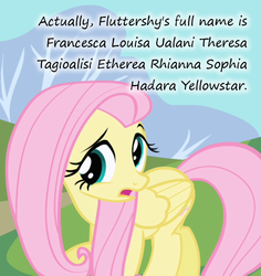 Size: 680x720 | Tagged: safe, edit, edited screencap, screencap, fluttershy, friendship is magic, g4, acronym, female, insane pony thread, overly long name, solo