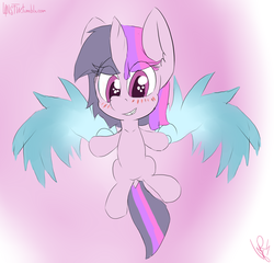 Size: 1422x1364 | Tagged: safe, artist:magical disaster, twilight sparkle, alicorn, pony, cold blooded twilight, g4, 30 minute art challenge, blushing, chibi, female, flying, mare, smiling, solo, twilight sparkle (alicorn)