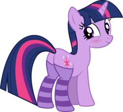 Size: 6000x5504 | Tagged: safe, artist:slb94, twilight sparkle, pony, unicorn, absurd resolution, adorasexy, blushing, butt, clothes, cute, female, looking back, mare, plot, sexy, simple background, socks, solo, striped socks, transparent background, twibutt, unicorn twilight, vector