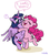 Size: 600x680 | Tagged: safe, artist:foudubulbe, pinkie pie, twilight sparkle, alicorn, pony, g4, blushing, eyes closed, female, glasses, hug, lesbian, mare, ship:twinkie, shipping, single panel, twilight sparkle (alicorn)