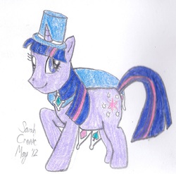 Size: 1029x1017 | Tagged: safe, artist:ashttraotee, twilight sparkle, g4, ace attorney, cosplay, female, solo, traditional art, trucy wright