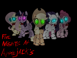 Size: 2048x1536 | Tagged: safe, applejack, fluttershy, pinkie pie, rarity, twilight sparkle, alicorn, pony, robot, robot pony, five nights at aj's, g4, animatronic, female, mare, solo, twilight sparkle (alicorn)