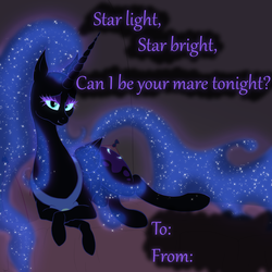 Size: 1280x1280 | Tagged: safe, artist:azurek, nightmare moon, g4, female, nicemare moon, solo, valentine