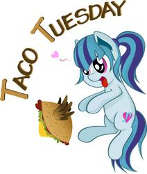 Size: 823x970 | Tagged: safe, artist:lunabubble-ede96, sonata dusk, g4, heart, sonataco, taco, taco tuesday, that girl sure loves tacos, that pony sure does love tacos, that siren sure does love tacos, wings