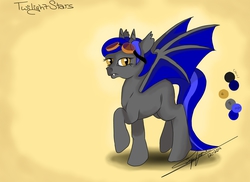 Size: 5974x4354 | Tagged: safe, artist:littlewolfstudios, oc, oc only, oc:twilight stars, bat pony, pony, absurd resolution, bat wings, commission, goggles, reference sheet