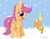 Size: 2200x1700 | Tagged: safe, artist:mrsremi, scootaloo, torchic, g4, crossover, pokémon, scootachicken, snow, snowfall, winter