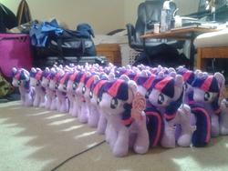 Size: 1280x960 | Tagged: safe, twilight sparkle, pony, unicorn, g4, 4de, irl, multeity, my little pony logo, photo, plushie, sparkle sparkle sparkle, twilight's twilight army