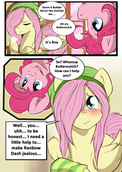 Size: 1280x1810 | Tagged: dead source, safe, artist:rainbowscreen, fluttershy, pinkie pie, earth pony, pegasus, pony, ask the gaylord, g4, adoraberry, adorascotch, bubble berry, butterscotch, comic, cute, dialogue, duo, duo male, male, misspelling, rule 63, rule63betes, shyabetes