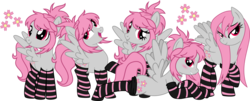 Size: 3731x1500 | Tagged: safe, artist:midnight-st4r, oc, oc only, oc:blossom, pegasus, pony, clothes, simple background, socks, solo, striped socks, transparent background, vector, wet mane