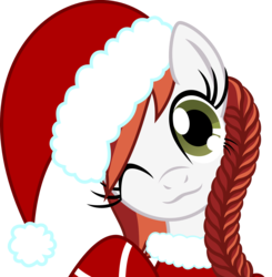 Size: 2000x2041 | Tagged: safe, artist:midnight-st4r, oc, oc only, oc:holly, christmas, hat, high res, santa hat, solo