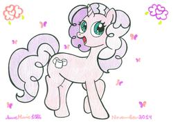Size: 7015x4960 | Tagged: safe, artist:annemarie1986, oc, oc only, oc:marshmallow daze, pony, unicorn, absurd resolution, simple background, solo, traditional art