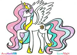 Size: 2338x1653 | Tagged: safe, artist:annemarie1986, princess celestia, g4, female, solo, traditional art