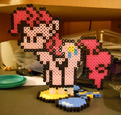 Size: 916x876 | Tagged: safe, artist:corneliusedmond, artist:khaomortadios, pinkie pie, g4, 8-bit, beads, megapony, perler, sprite