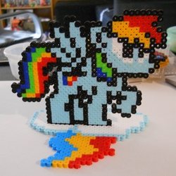 Size: 678x679 | Tagged: safe, artist:corneliusedmond, artist:khaomortadios, rainbow dash, g4, 8-bit, beads, megapony, perler, sprite