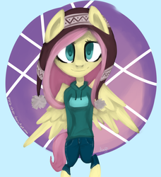 Size: 1024x1123 | Tagged: safe, artist:kyra--chan, fluttershy, semi-anthro, g4, clothes, female, solo