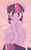 Size: 1324x2143 | Tagged: safe, artist:chingilin, twilight sparkle, pony, unicorn, g4, bed, belly fluff, blushing, cheek fluff, chest fluff, cute, daaaaaaaaaaaw, dock, ear fluff, eyebrows, eyebrows visible through hair, featureless crotch, female, fluffy, hnnng, horn, leg fluff, legs in air, looking at you, lying down, mare, on back, perspective, shoulder fluff, signature, smiling, solo, twiabetes, underhoof, unicorn twilight, weapons-grade cute