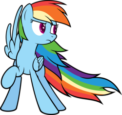 Size: 1976x1854 | Tagged: safe, artist:zacatron94, rainbow dash, pegasus, pony, g4, black outlines, female, frown, one wing out, raised hoof, simple background, solo, transparent background, vector, windswept mane