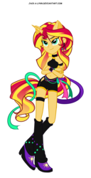 Size: 2222x4330 | Tagged: safe, artist:claritea, artist:jacky-bunny, sunset shimmer, equestria girls, g4, my little pony equestria girls: rainbow rocks, belly button, clothes, crossed arms, female, midriff, ponied up, pony ears, shorts, simple background, sleeveless, solo, transparent background