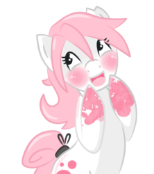 Size: 515x580 | Tagged: safe, artist:pon-ee, oc, oc only, oc:sherbert fizz, earth pony, pony, blushing, female, mare, simple background, solo