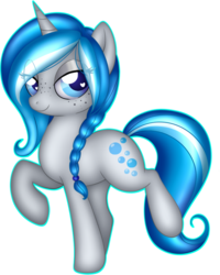 Size: 652x816 | Tagged: safe, artist:ocrystal, oc, oc only, oc:bubble lee, pony, unicorn, female, lidded eyes, looking at you, mare, simple background, solo