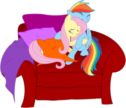 Size: 1632x1400 | Tagged: safe, artist:byteslice, artist:scienceisanart, derpibooru exclusive, fluttershy, rainbow dash, g4, .svg available, cute, female, lesbian, ship:flutterdash, shipping, simple background, snuggling, svg, transparent background, vector