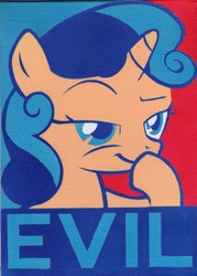 Size: 1506x2106 | Tagged: safe, artist:buckingbrony, sweetie belle, g4, evil, hope poster, obey, poster, scheming belle, shepard fairey