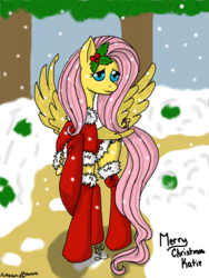 Size: 1024x1365 | Tagged: safe, artist:butchlover682, fluttershy, g4, clothes, female, snow, snowfall, socks, solo