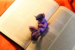 Size: 5184x3456 | Tagged: safe, artist:dustysculptures, twilight sparkle, g4, book, bookmark, craft, cute, encyclopedia, encyclopedia britannica, librarian, sculpture, sleeping, that pony sure does love books, traditional art